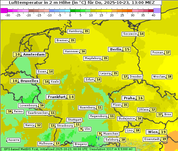 Temperatur, 23. 10. 2025