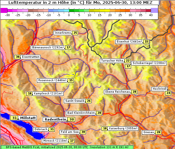 Temperatur, 30. 6. 2025