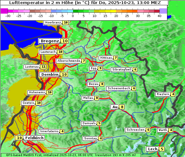 Temperatur, 23. 10. 2025