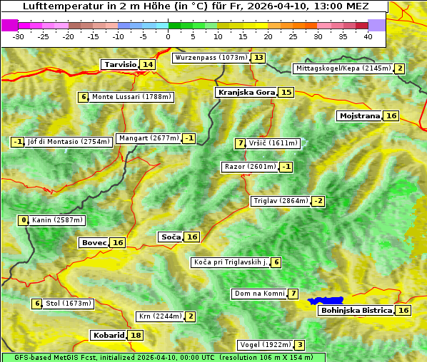 Temperatur, 10. 4. 2026