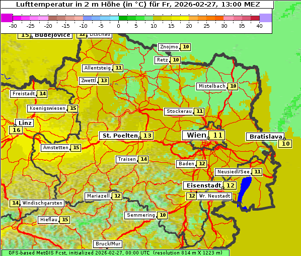 Temperatur, 27. 2. 2026