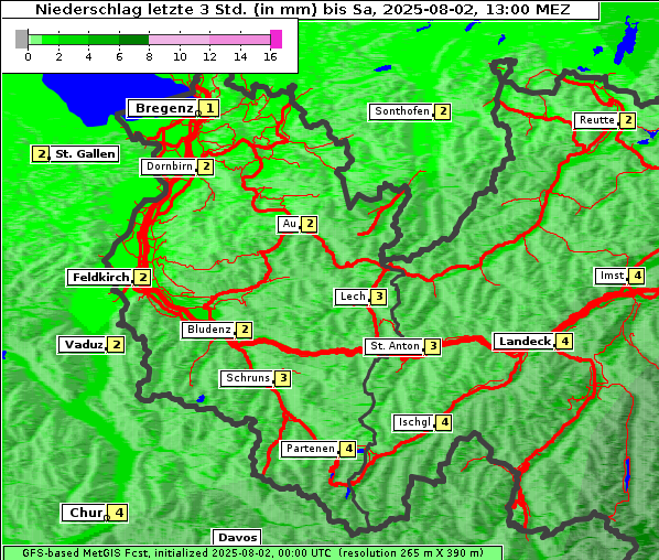 Niederschlag, 2. 8. 2025