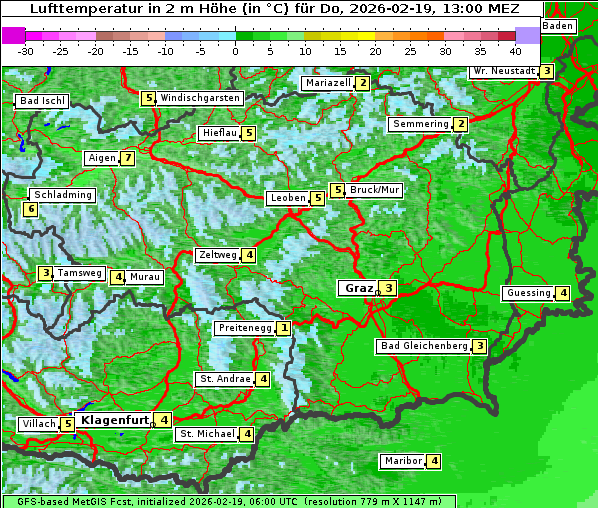 Temperatur, 19. 2. 2026