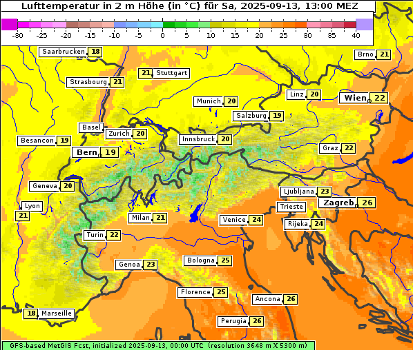 Temperatur, 13. 9. 2025