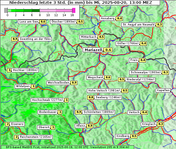 Niederschlag, 20. 8. 2025