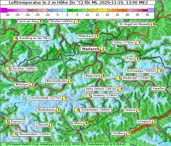Temperatur, 19. 11. 2025