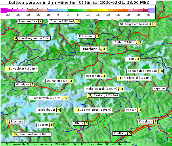 Temperatur, 21. 2. 2026
