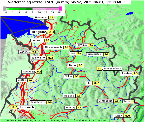 Niederschlag, 1. 6. 2025