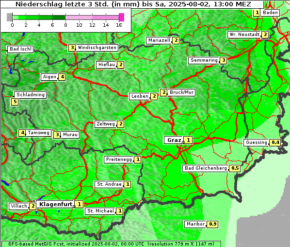 Niederschlag, 2. 8. 2025