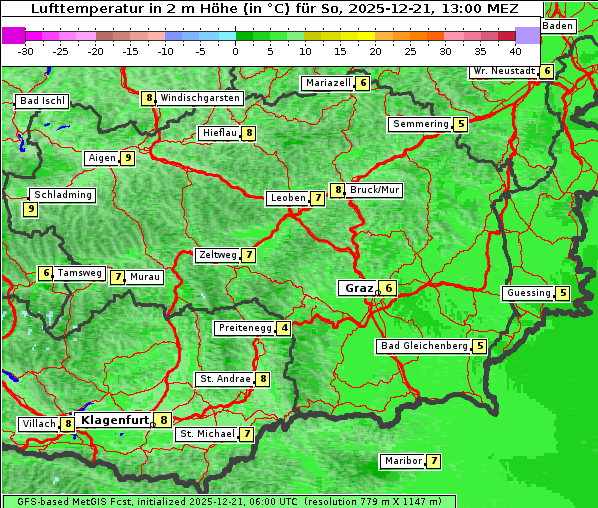 Temperatur, 21. 12. 2025