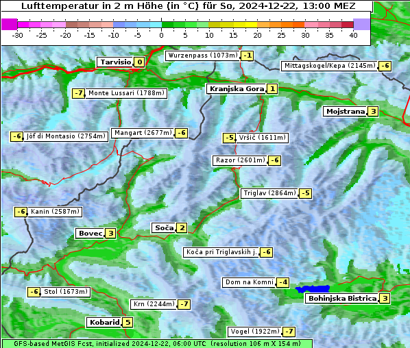 Temperatur, 22. 12. 2024