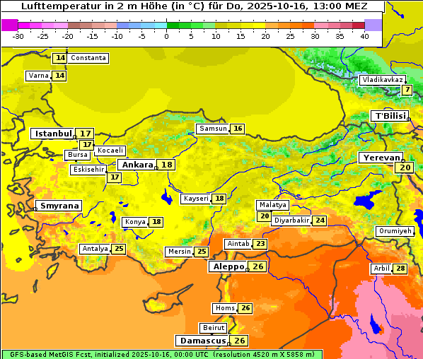 Temperatur, 16. 10. 2025