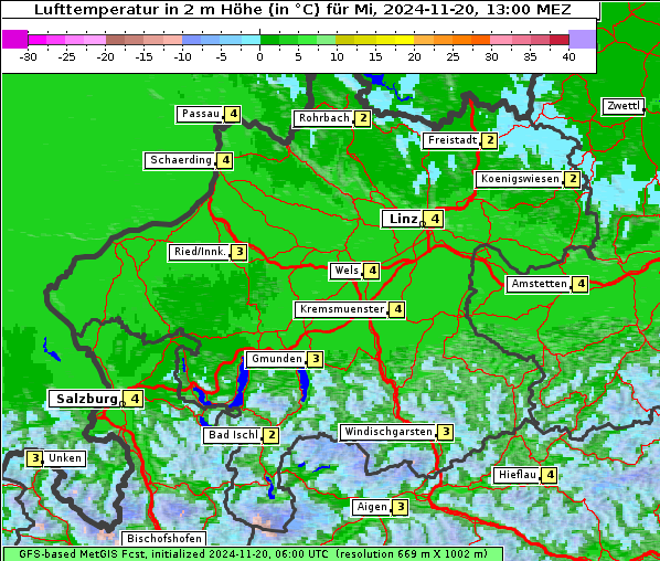 Temperatur, 20. 11. 2024