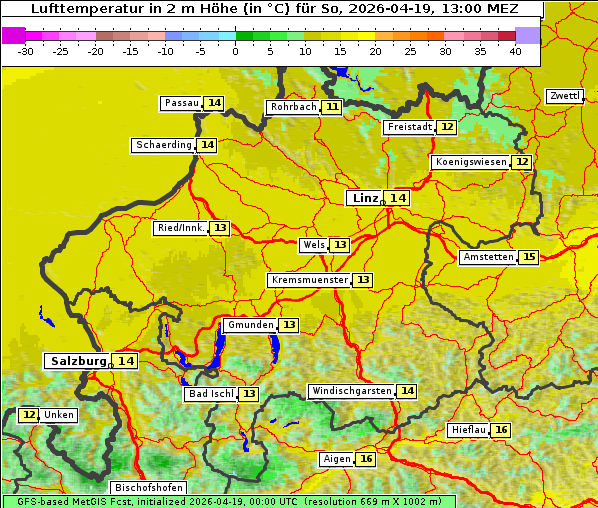 Temperatur, 19. 4. 2026
