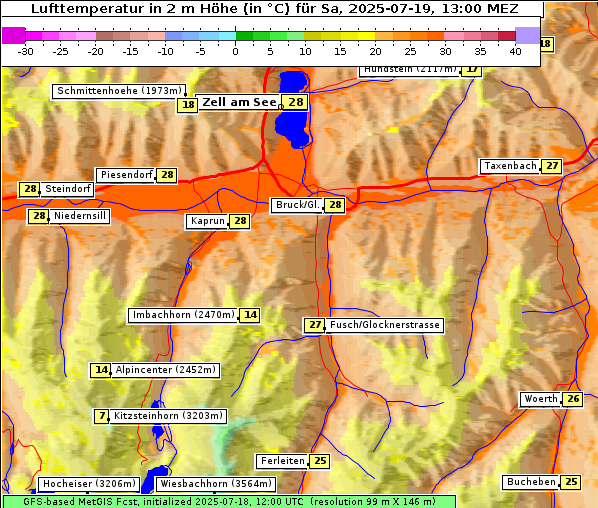 Temperatur, 19. 7. 2025