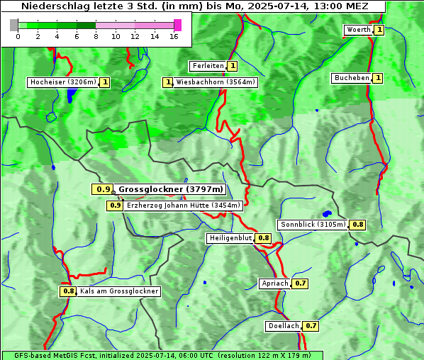 Niederschlag, 14. 7. 2025