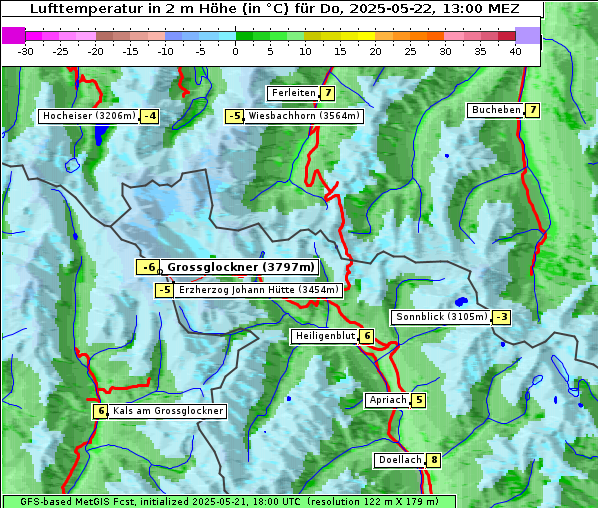 Temperatur, 22. 5. 2025