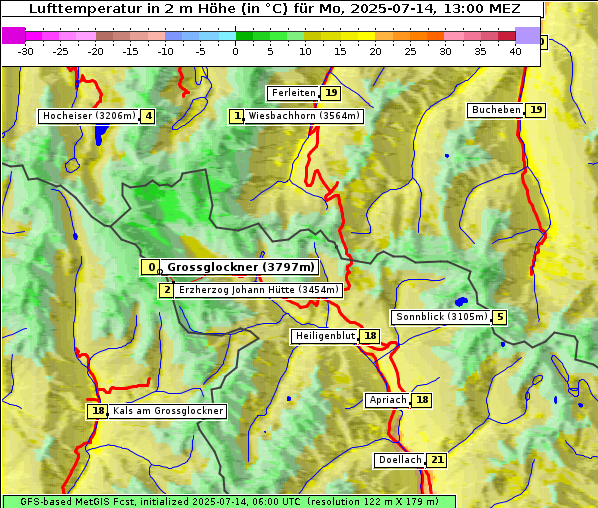 Temperatur, 14. 7. 2025