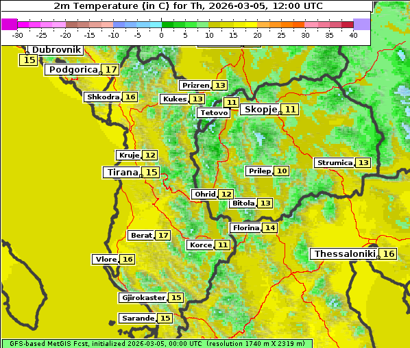 Temperatur, 5. 3. 2026