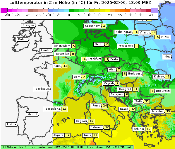 Temperatur, 6. 2. 2026