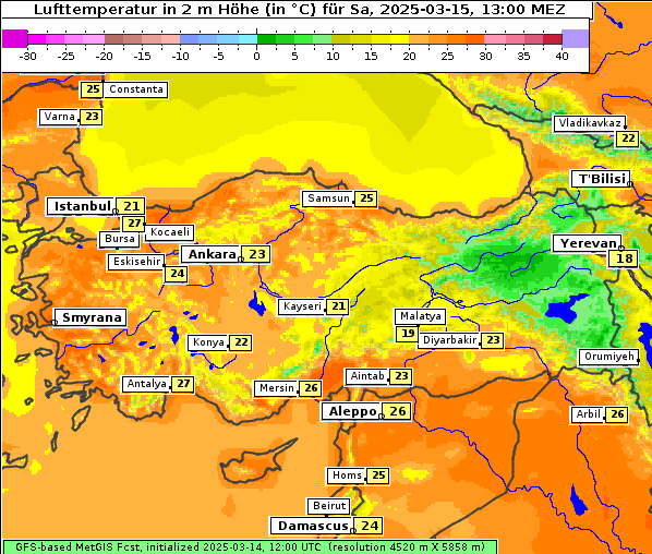 Temperatur, 15. 3. 2025