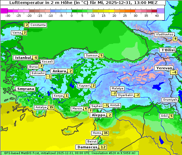 Temperatur, 31. 12. 2025