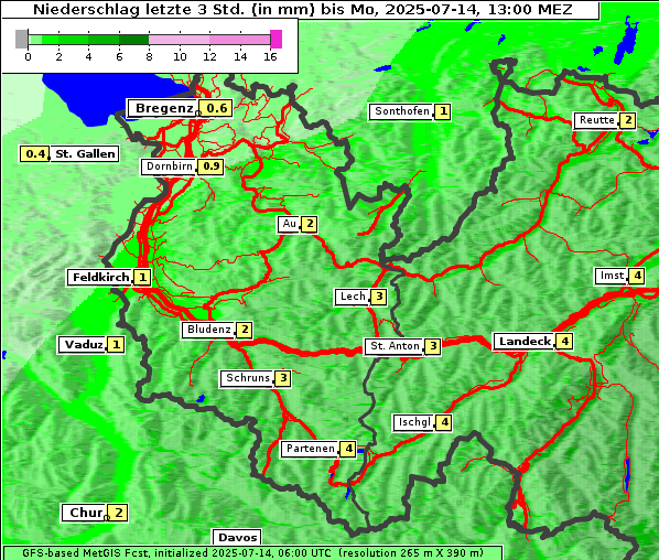 Niederschlag, 14. 7. 2025