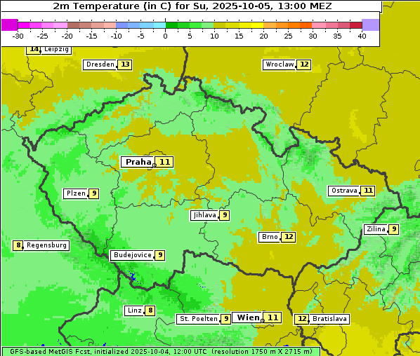 Temperatur, 5. 10. 2025