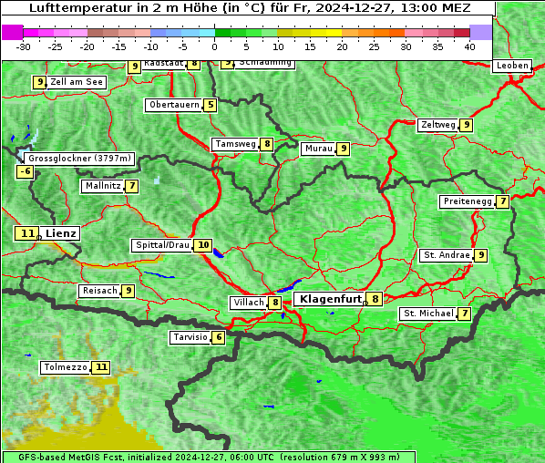 Temperatur, 27. 12. 2024