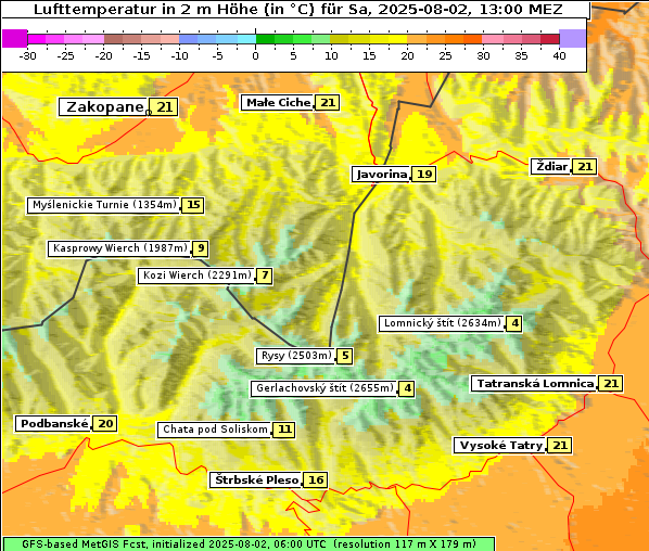 Temperatur, 2. 8. 2025