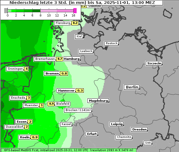 Niederschlag, 1. 11. 2025