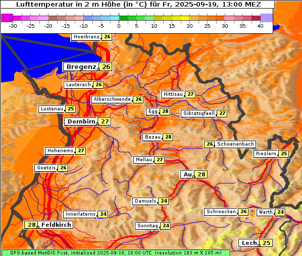 Temperatur, 19. 9. 2025