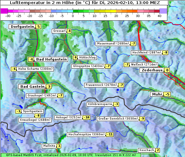 Temperatur, 10. 2. 2026