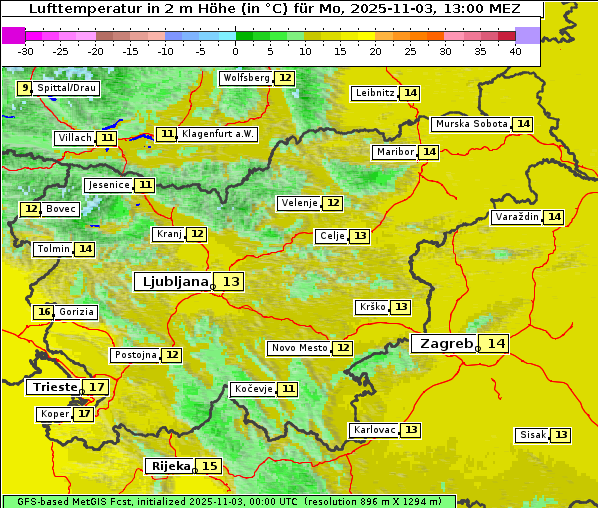 Temperatur, 3. 11. 2025