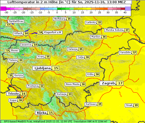 Temperatur, 16. 11. 2025