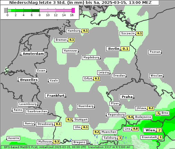 Niederschlag, 15. 3. 2025