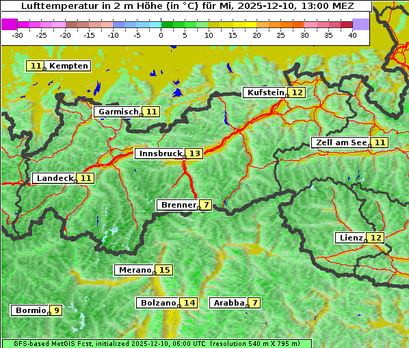 Temperatur, 10. 12. 2025