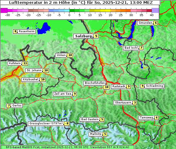Temperatur, 21. 12. 2025