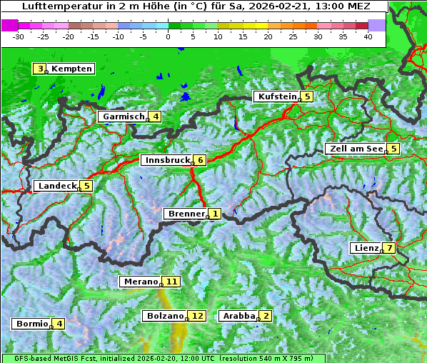 Temperatur, 21. 2. 2026