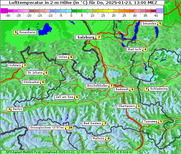 Temperatur, 23. 1. 2025