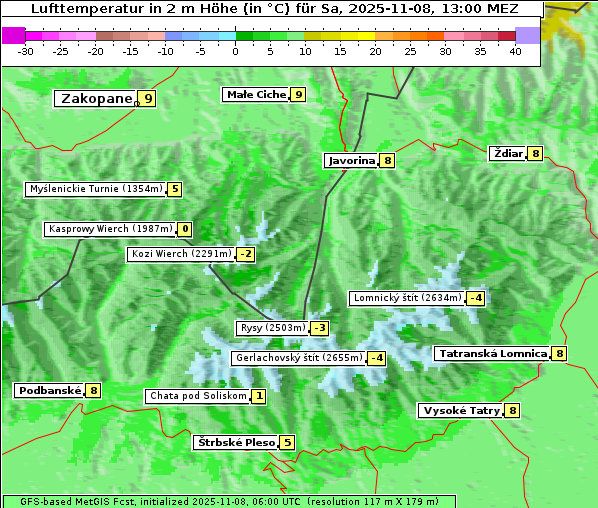 Temperatur, 8. 11. 2025