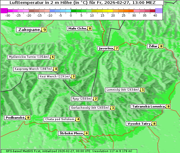 Temperatur, 27. 2. 2026