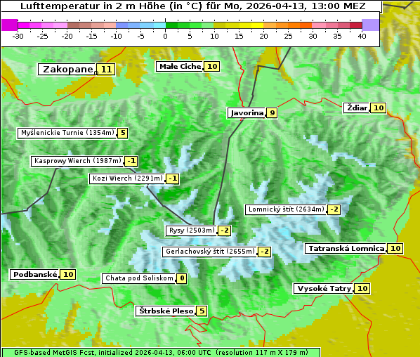 Temperatur, 13. 4. 2026