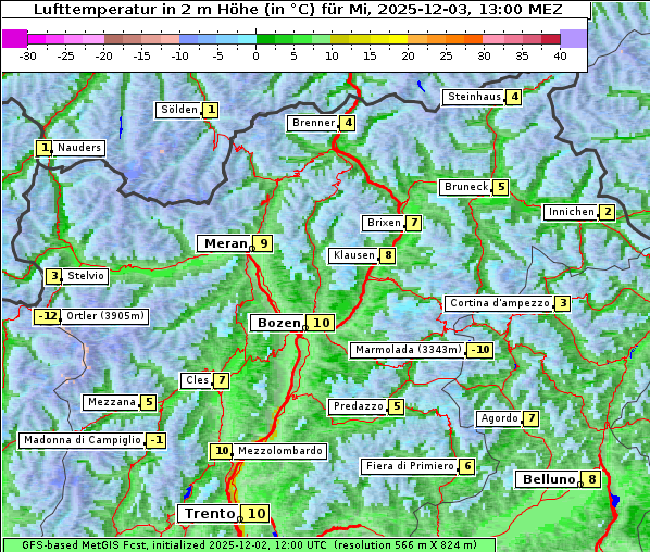 Temperatur, 3. 12. 2025