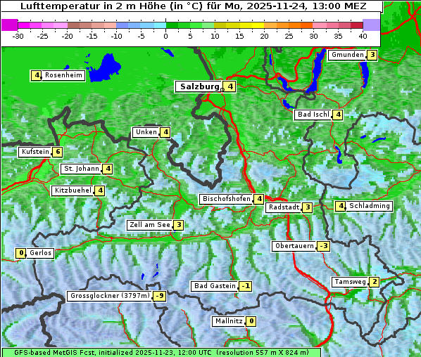 Temperatur, 24. 11. 2025