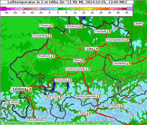 Temperatur, 25. 12. 2024