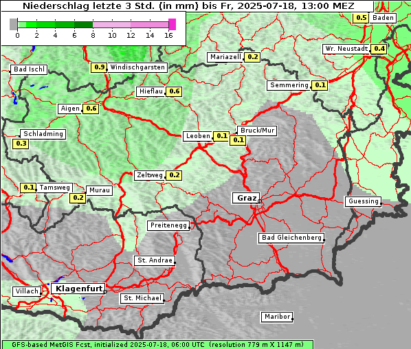 Niederschlag, 18. 7. 2025
