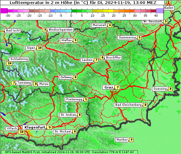 Temperatur, 19. 11. 2024