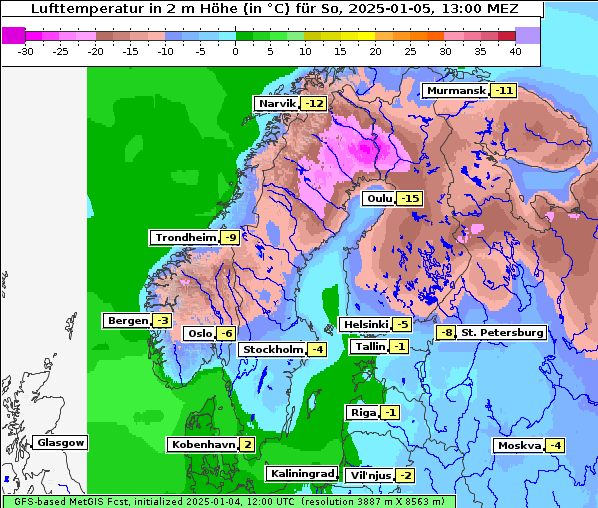 Temperatur, 5. 1. 2025