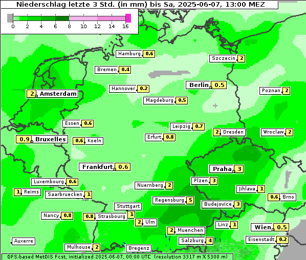 Niederschlag, 7. 6. 2025